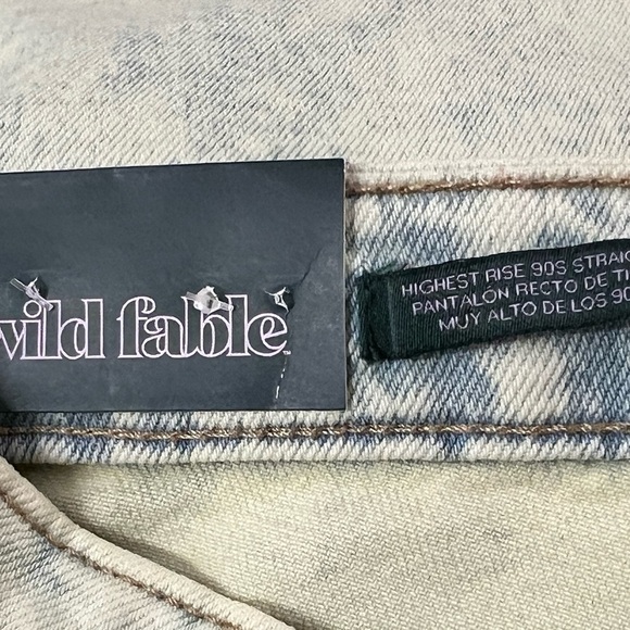 wild Fable High Rise 90’s Straight Leg Lime Green Acid Wash Jeans - Picture 6 of 8